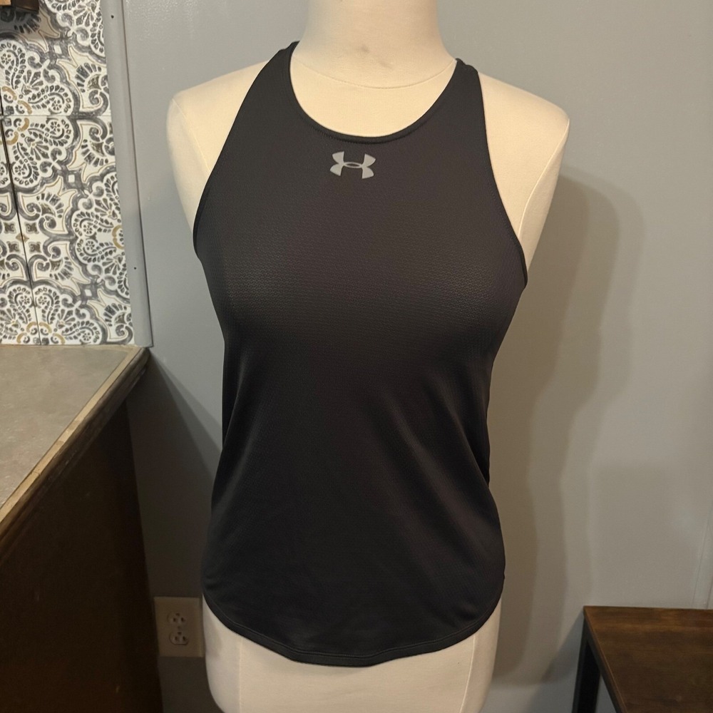 Under Armour Dark Gray Sheer Mesh Racerback Crewneck Tank Top (Women's Small)‎